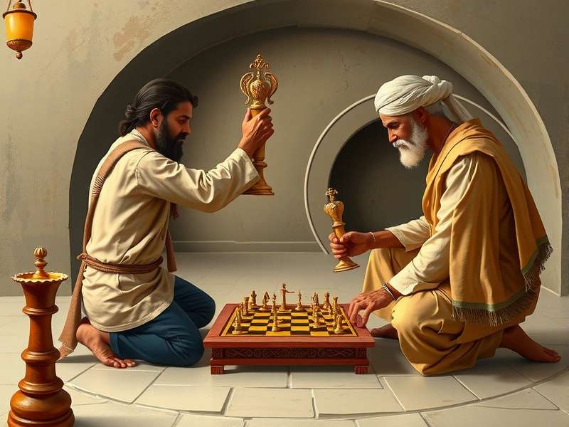 Ancient manuscript showing Sanyasi Chess rules Historical depiction of Sanyasi Chess